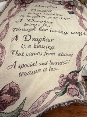 Vintage Daughter Sentiment-Authentic jacquard woven throw NWT